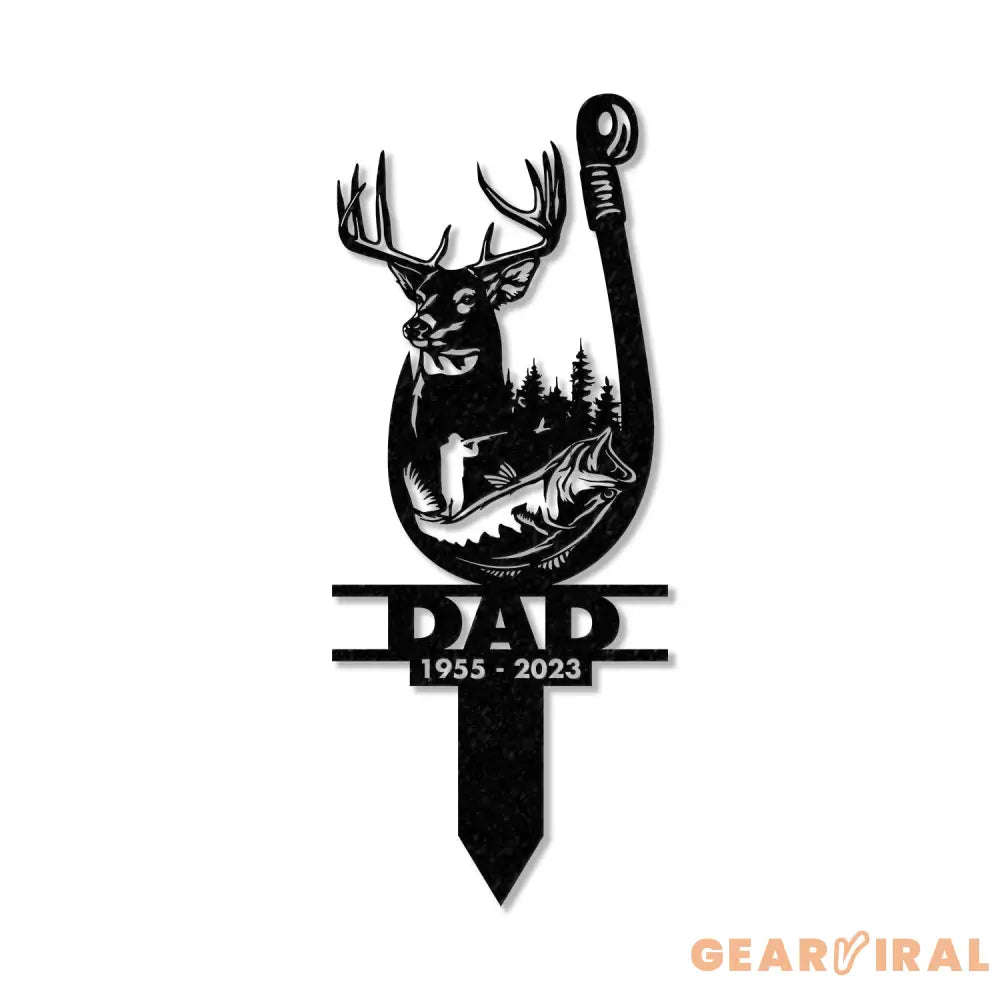 Hunting Dad Memorial Stake Metal Fishing In Heaven Hunter Memorial Gifts Garden Stake Grave Marker Metal Yard Decor