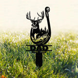 Hunting Dad Memorial Stake Metal, Fishing In Heaven, Hunter Memorial Gifts Garden Stake, Grave Marker, Metal Yard Decor, Loss of Dad Gifts