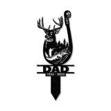 Hunting Dad Memorial Stake Metal, Fishing In Heaven, Hunter Memorial Gifts Garden Stake, Grave Marker, Metal Yard Decor, Loss of Dad Gifts