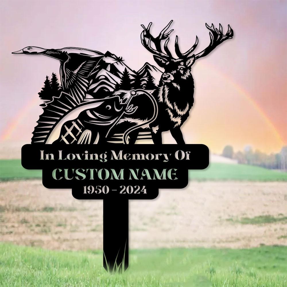 Hunting Memorial Remembering Stake, Personalized Metal Garden Marker, Memorial Metal Sign, Sympathy Gift, Grave Marker, Memorial Stake