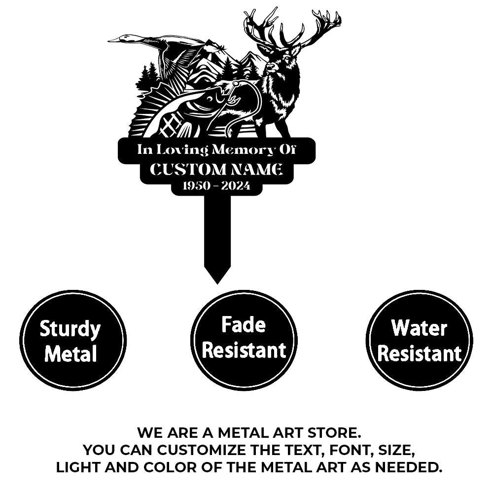 Hunting Memorial Remembering Stake, Personalized Metal Garden Marker, Memorial Metal Sign, Sympathy Gift, Grave Marker, Memorial Stake