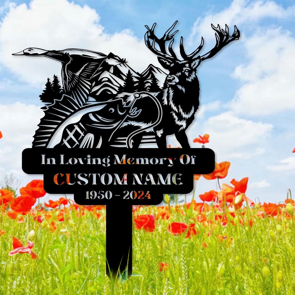 Hunting Memorial Remembering Stake, Personalized Metal Garden Marker, Memorial Metal Sign, Sympathy Gift, Grave Marker, Memorial Stake