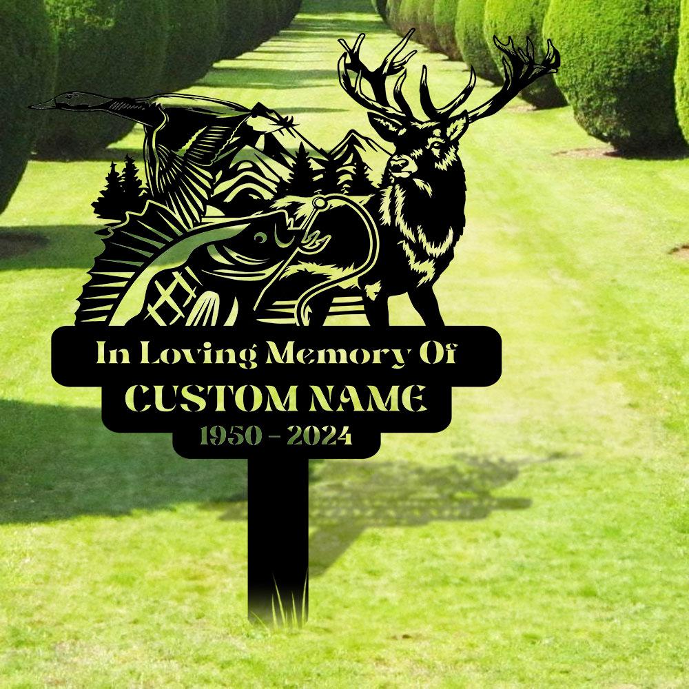 Hunting Memorial Remembering Stake, Personalized Metal Garden Marker, Memorial Metal Sign, Sympathy Gift, Grave Marker, Memorial Stake
