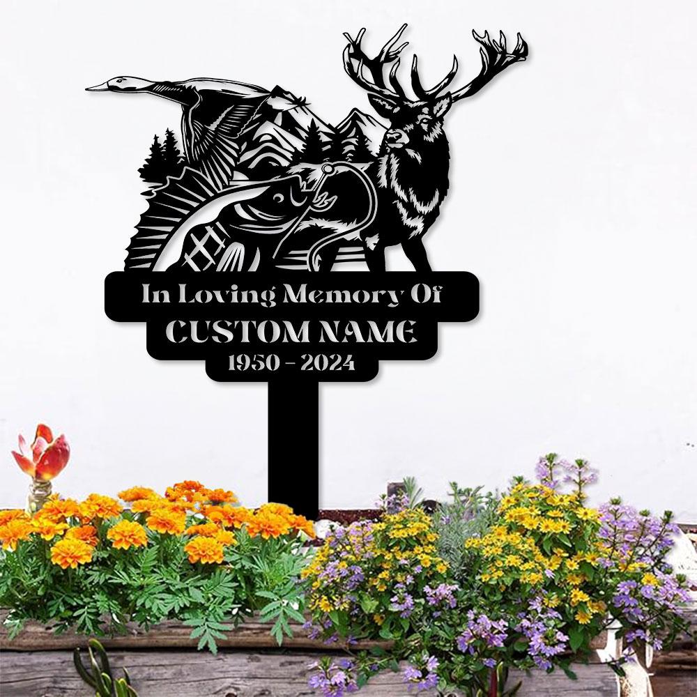 Hunting Memorial Remembering Stake, Personalized Metal Garden Marker, Memorial Metal Sign, Sympathy Gift, Grave Marker, Memorial Stake