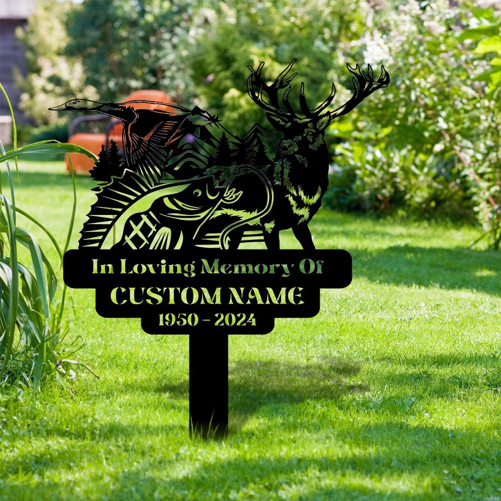 Hunting Memorial Remembering Stake, Personalized Metal Garden Marker, Memorial Metal Sign, Sympathy Gift, Grave Marker, Memorial Stake
