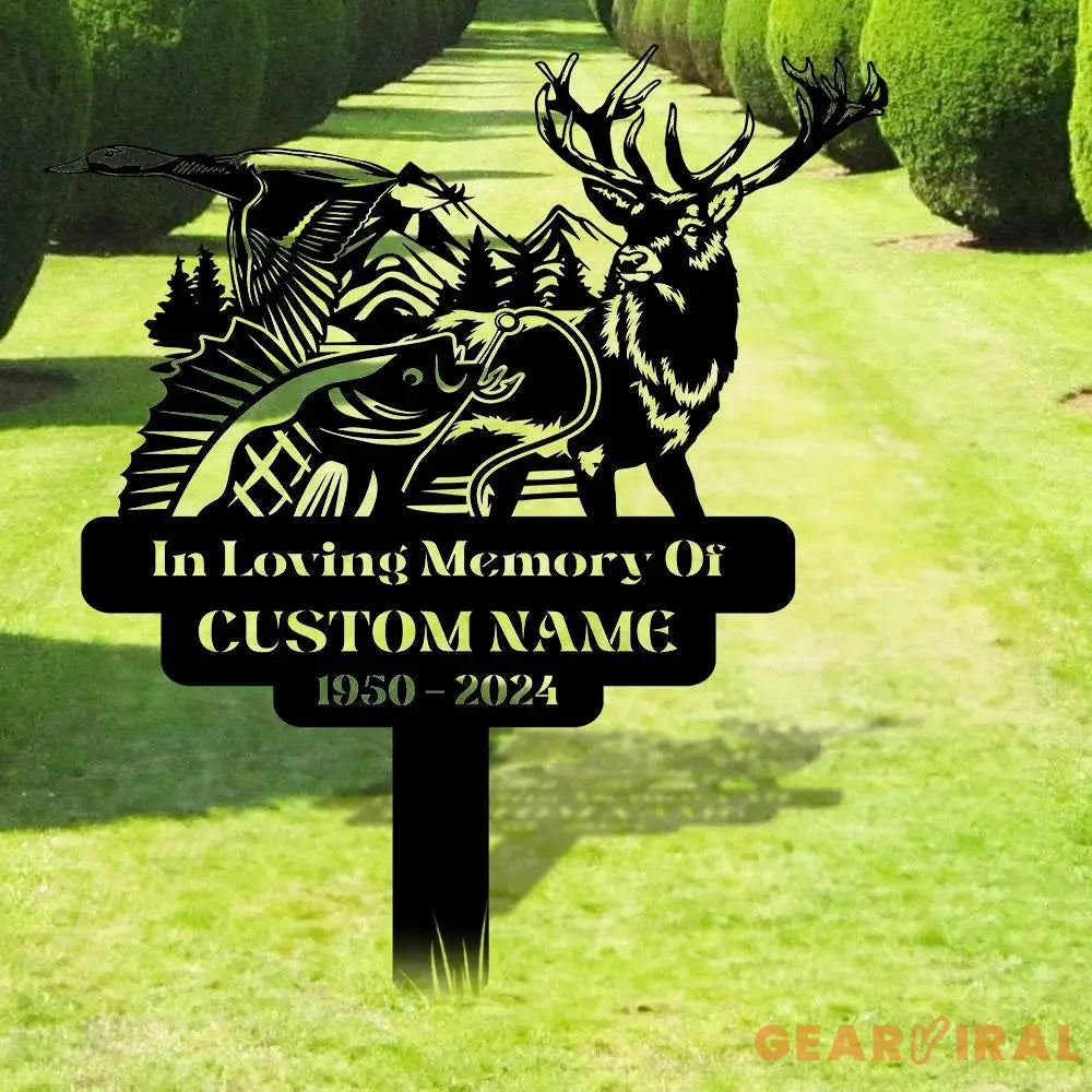 Hunting Memorial Remembering Stake Personalized Metal Garden Marker Memorial Metal Sign Sympathy Gift Grave Marker