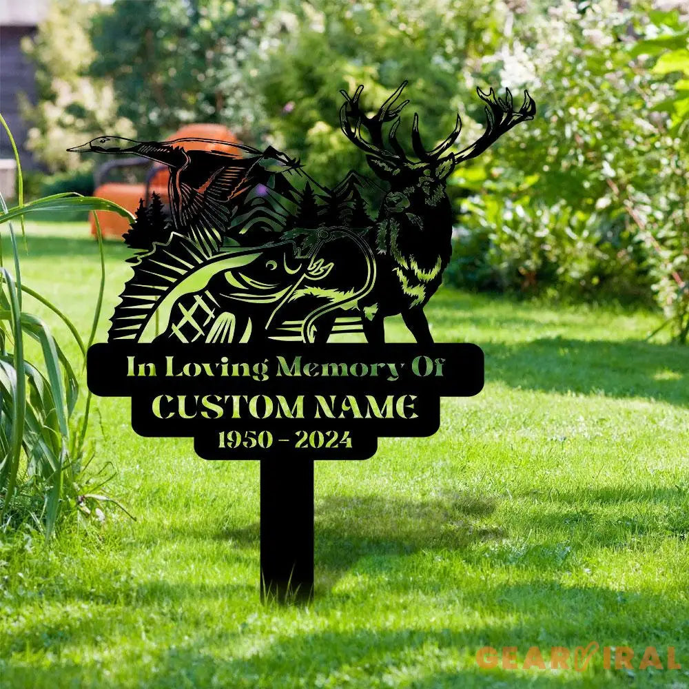 Hunting Memorial Remembering Stake Personalized Metal Garden Marker Memorial Metal Sign Sympathy Gift Grave Marker