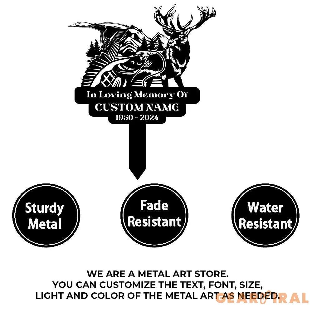 Hunting Memorial Remembering Stake Personalized Metal Garden Marker Memorial Metal Sign Sympathy Gift Grave Marker