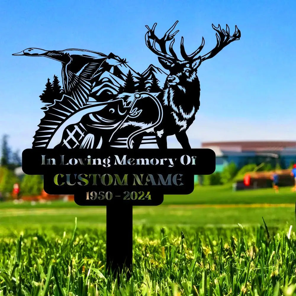 Hunting Memorial Remembering Stake Personalized Metal Garden Marker Memorial Metal Sign Sympathy Gift Grave Marker