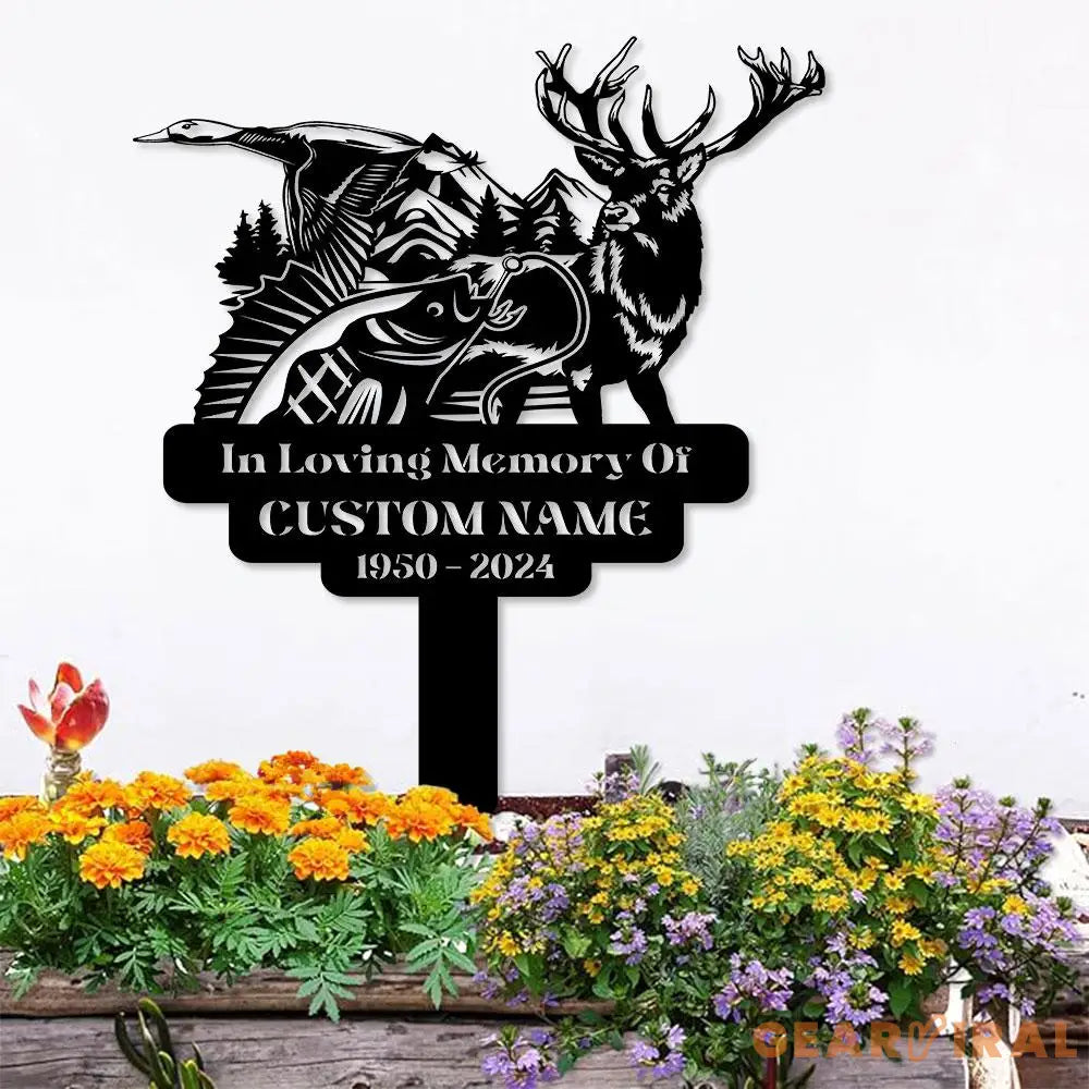 Hunting Memorial Remembering Stake Personalized Metal Garden Marker Memorial Metal Sign Sympathy Gift Grave Marker