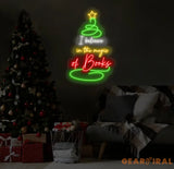 I Believe in the Magic of Books Neon Sign Christmas Tree Shaped Book Lover LED Light Custom Holiday Book Sign Gift for
