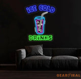 Ice Cold Drinks Neon Sign Ice Cold Led Light Custom Drink Neon Sign Ice Cold Neon Sign Coffee Store Wall Decor Business