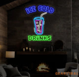 Ice Cold Drinks Neon Sign Ice Cold Led Light Custom Drink Neon Sign Ice Cold Neon Sign Coffee Store Wall Decor Business