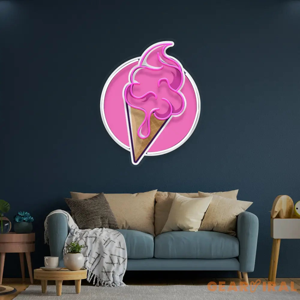 Ice Cream Cartoon Cute Artwork Led Neon Sign Light