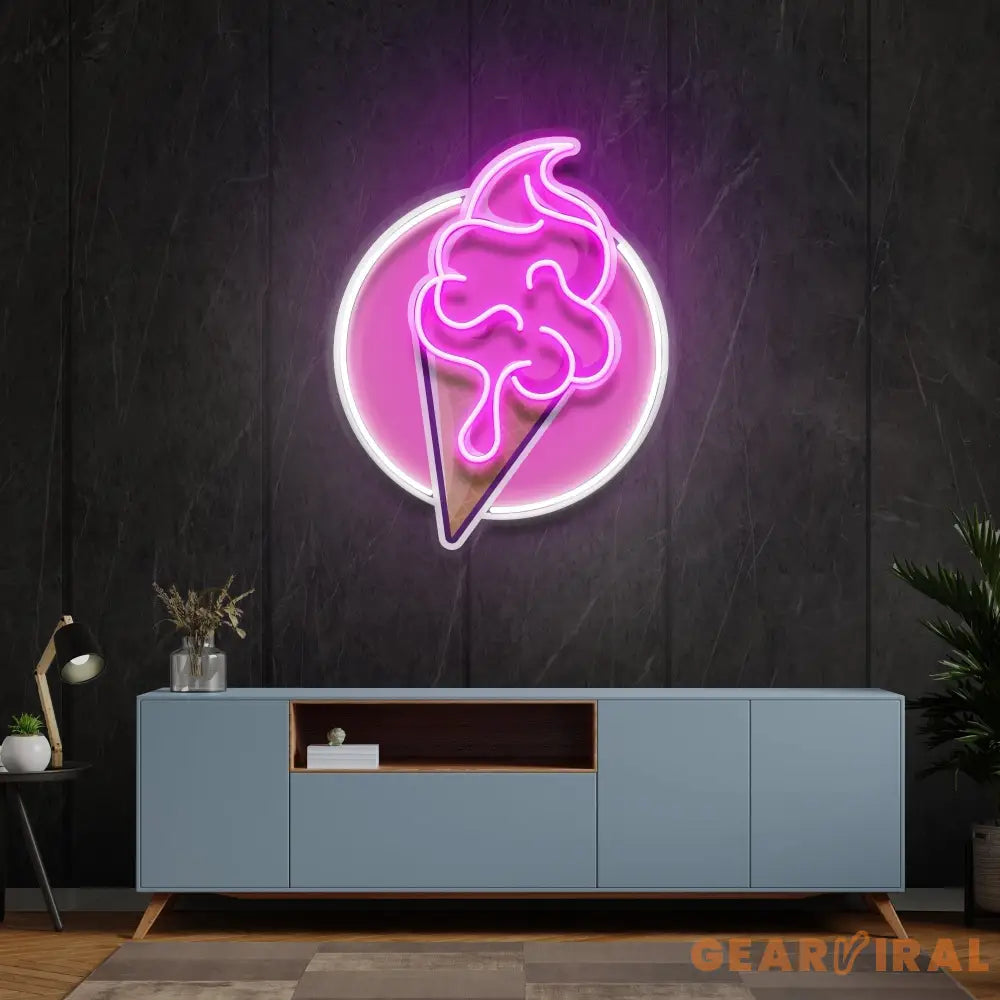 Ice Cream Cartoon Cute Artwork Led Neon Sign Light