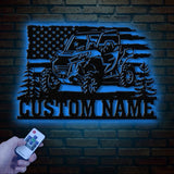 Custom Name UTV Metal Sign with Led Lights, Personalized Off-Road Adventure Sign, Side by Side LED Wall Art, Mountain UTV Sign