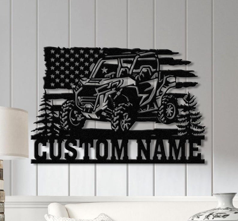 Custom Name UTV Metal Sign with Led Lights, Personalized Off-Road Adventure Sign, Side by Side LED Wall Art, Mountain UTV Sign