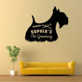 Custom Pet Grooming Hair Salon Metal Wall Art LED Light, Personalized Groomer Name Sign, Pet Grooming Decoration, Home Decor Pet Grooming