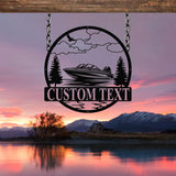 Personalized Boat Lake House Metal Sign with Led Light, Metal Outdoor Decor, Lake Beach House Decor, Custom Boat Gift, River House Sign