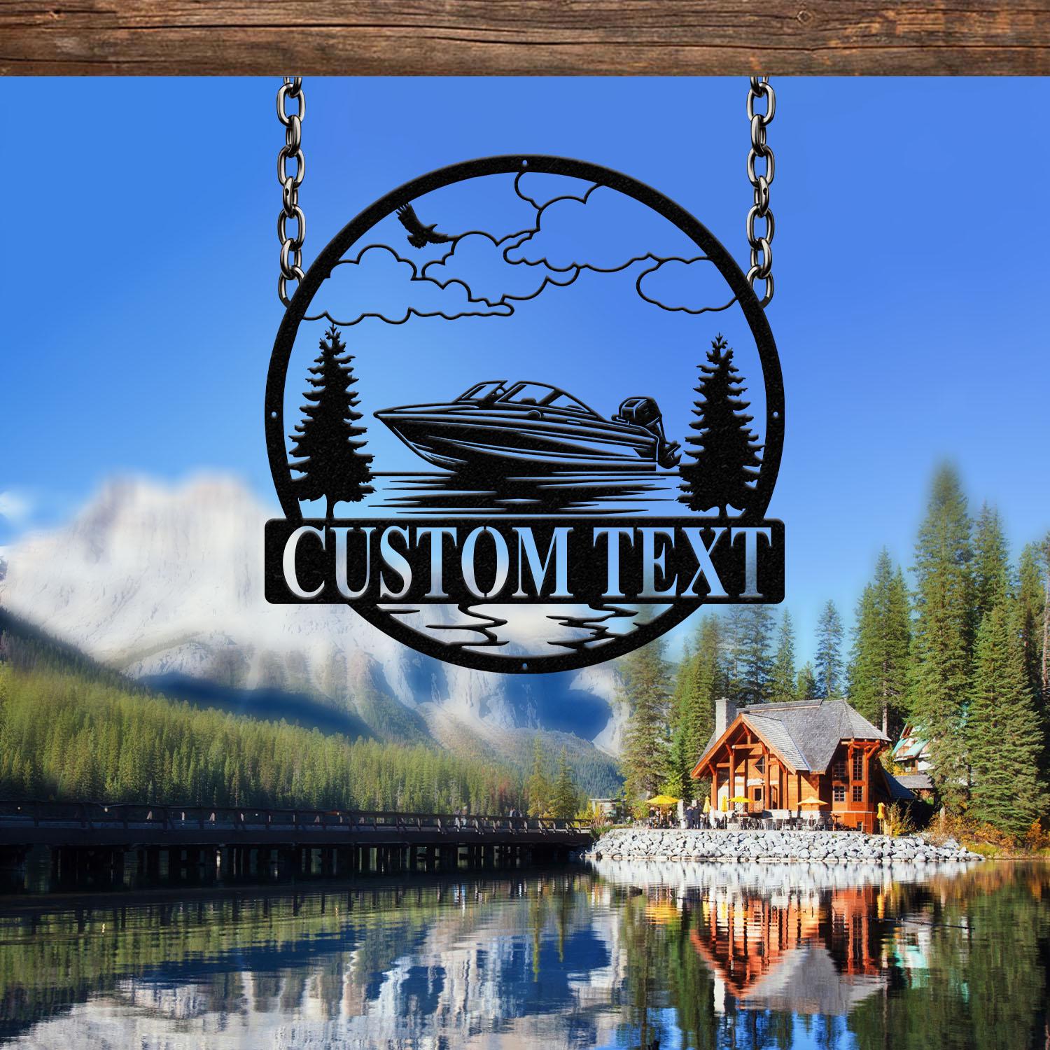 Personalized Boat Lake House Metal Sign with Led Light, Metal Outdoor Decor, Lake Beach House Decor, Custom Boat Gift, River House Sign