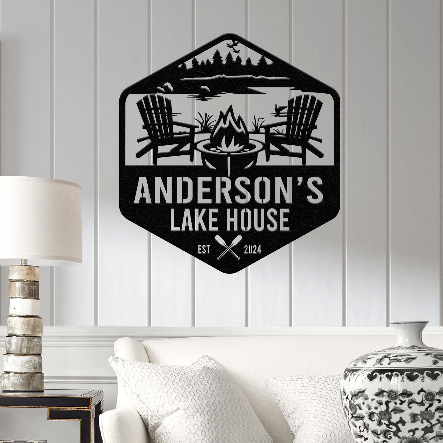 Personalized Lake House Metal Sign, Forest Lake Sign, Family Name Lake House Sign, Camping Metal Sign, Lake House Decor, Front Porch Decor