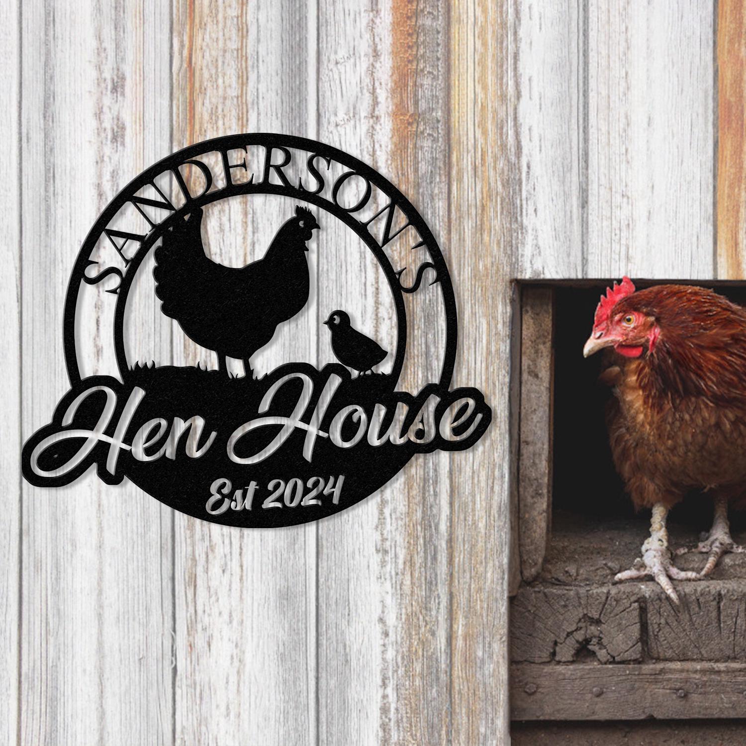 Personalized Hen House Sign with Led Light, Chicken Coop Sign, Farm Metal Sign, Metal Farm Coop Sign, Custom Chicken Coop Sign, Farm Decor