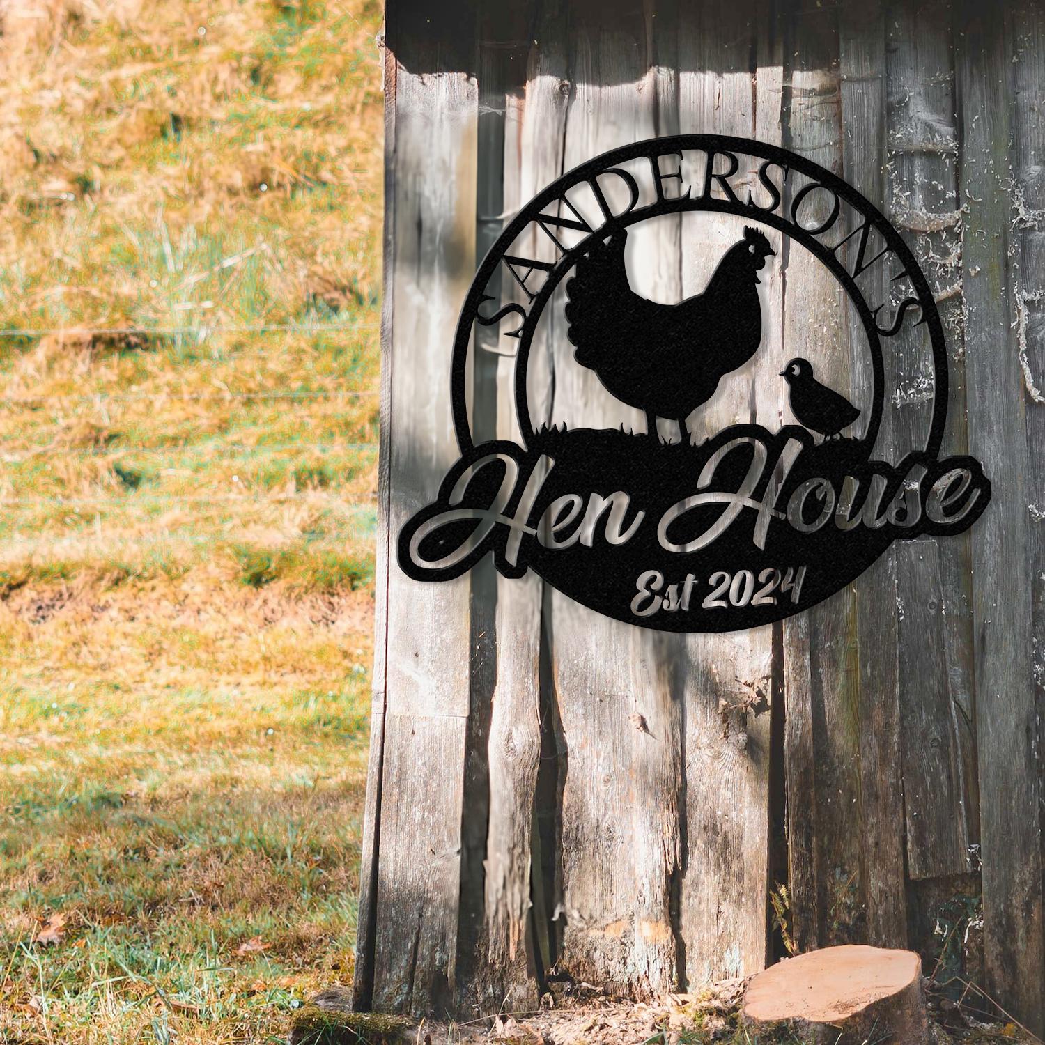 Personalized Hen House Sign with Led Light, Chicken Coop Sign, Farm Metal Sign, Metal Farm Coop Sign, Custom Chicken Coop Sign, Farm Decor