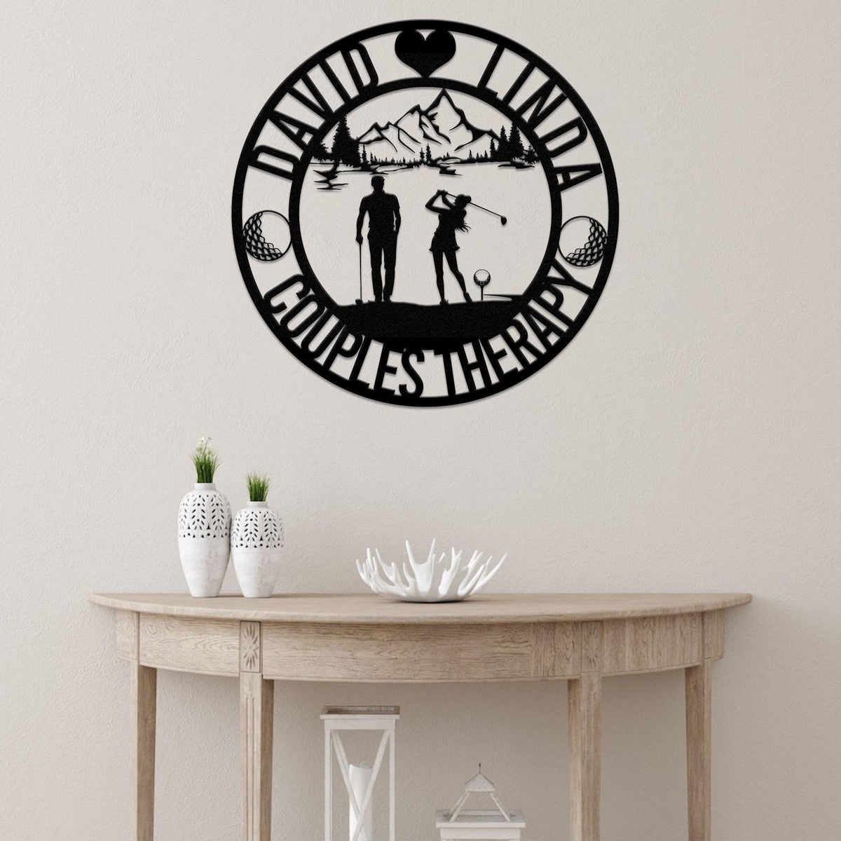 Personalized Golf Couple Wedding Metal Sign with Led Lights, Couple Therapy Sign, Custom Name Sign, Couple Golfer Gifts, Wall Art Decor