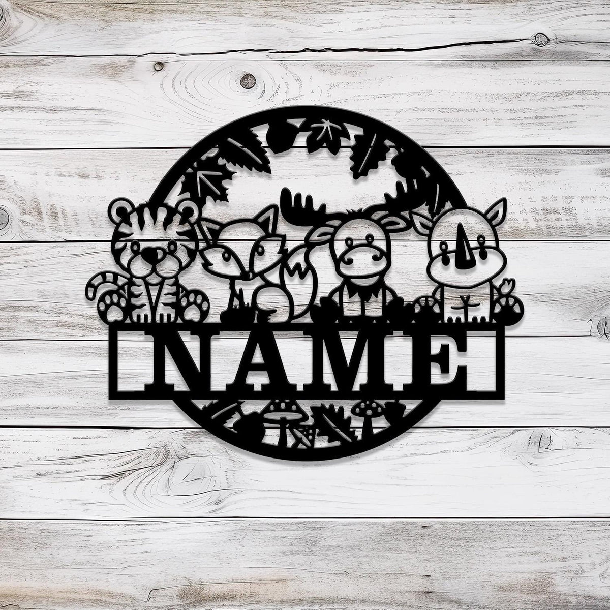 Custom Safari Animals Name Sign, Metal Safari Sign, Metal Wall Art, Safari Nursery Decor, Animal Name Sign, Kid's Nursery Decor
