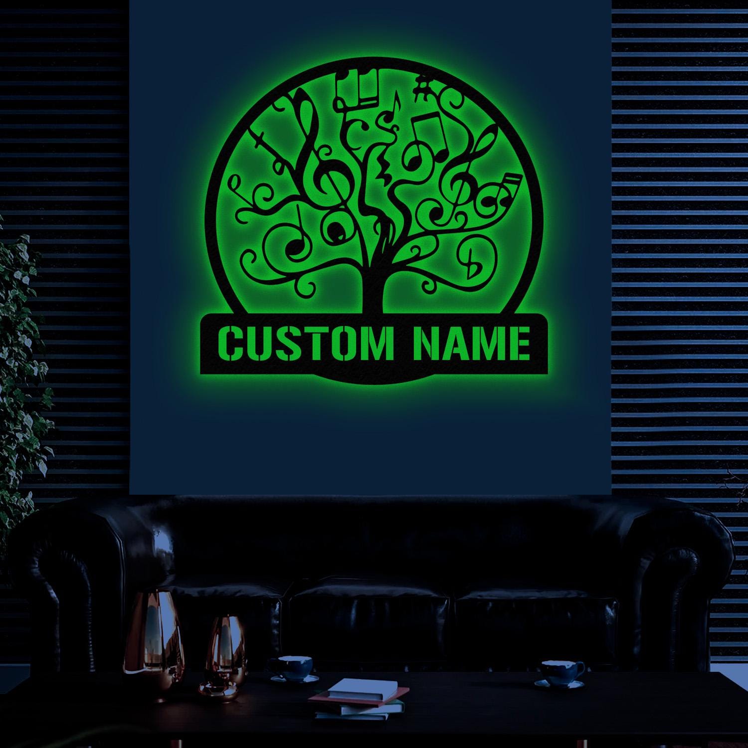 Custom Music Tree Metal Sign, Musical Notes Wall Art, Personalized Music Lover Name Sign, Music Notes Wall Decor, Musician Gift