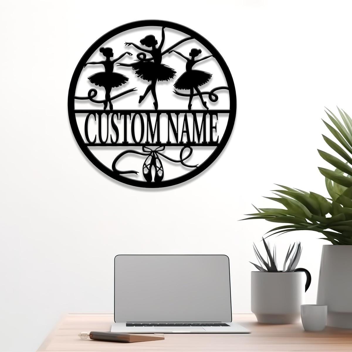 Custom Ballerina Shoes Metal Wall Art With LED Light, Personalized Ballet Lover Name Sign, Nursery Decor, Girls Room Decor, Christmas Birthday Gift