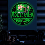 Personalized Floral Nana Sewing Room Metal Sign, Custom Quilting Sign For Sewing Room Decor, Sewing Machine Sign, Gift for Mom & Grandma