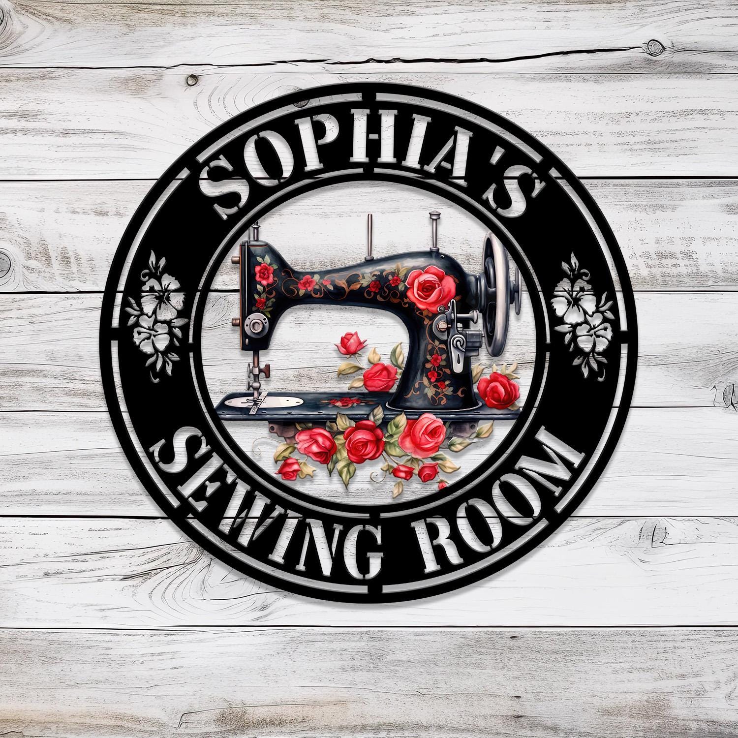 Personalized Name Sewing Machine Metal Sign, Custom Quilting Sign For Sewing Room Decor, Sewing Machine Sign, Gift for Mom & Grandma