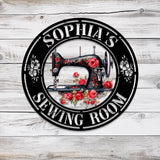 Personalized Name Sewing Machine Metal Sign, Custom Quilting Sign For Sewing Room Decor, Sewing Machine Sign, Gift for Mom & Grandma