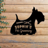 Custom Pet Grooming Hair Salon Metal Wall Art LED Light, Personalized Groomer Name Sign, Pet Grooming Decoration, Home Decor Pet Grooming