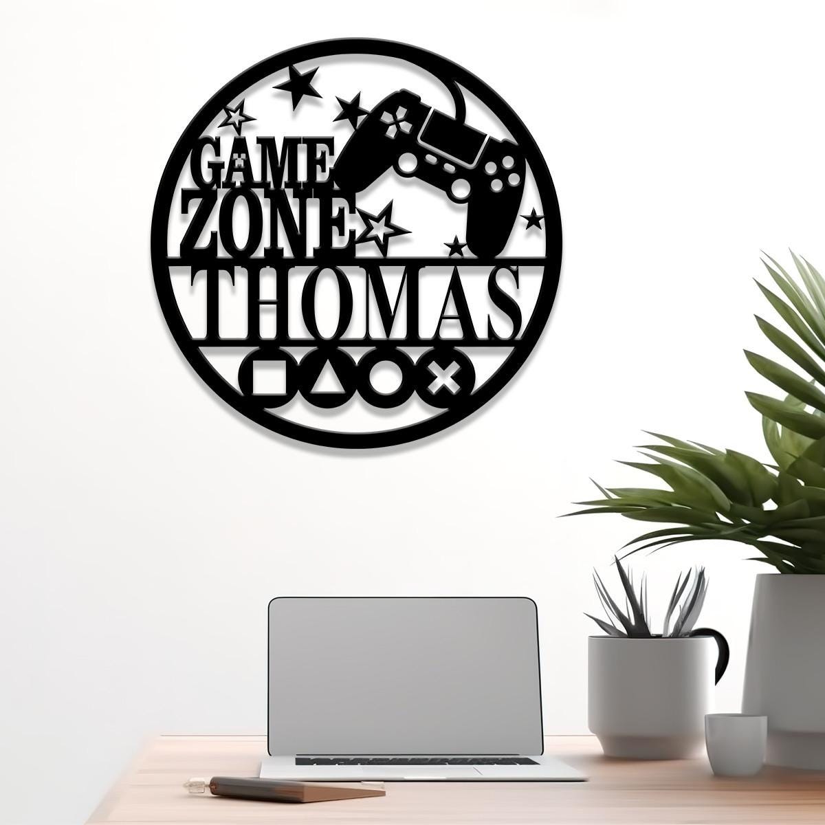Custom Metal Gaming Zone Sign with Led Light, Game Controller Metal Wall Art, Game Room Decor, Gamer Name Sign, Gaming Gift, Video Game Art