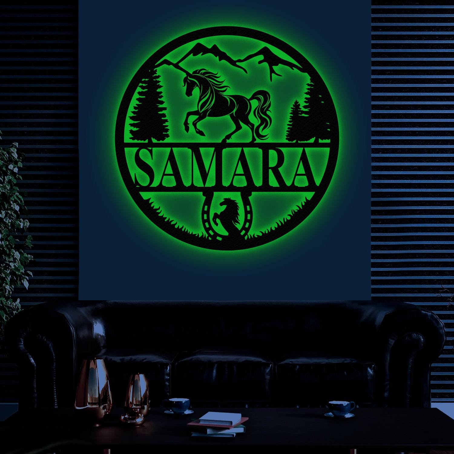 Custom Metal Horseshoe Name Sign with Led Light, Nursery Name Sign, Personalized Horse Name Sign for Farm, Horse Name Sign, Farm Sign