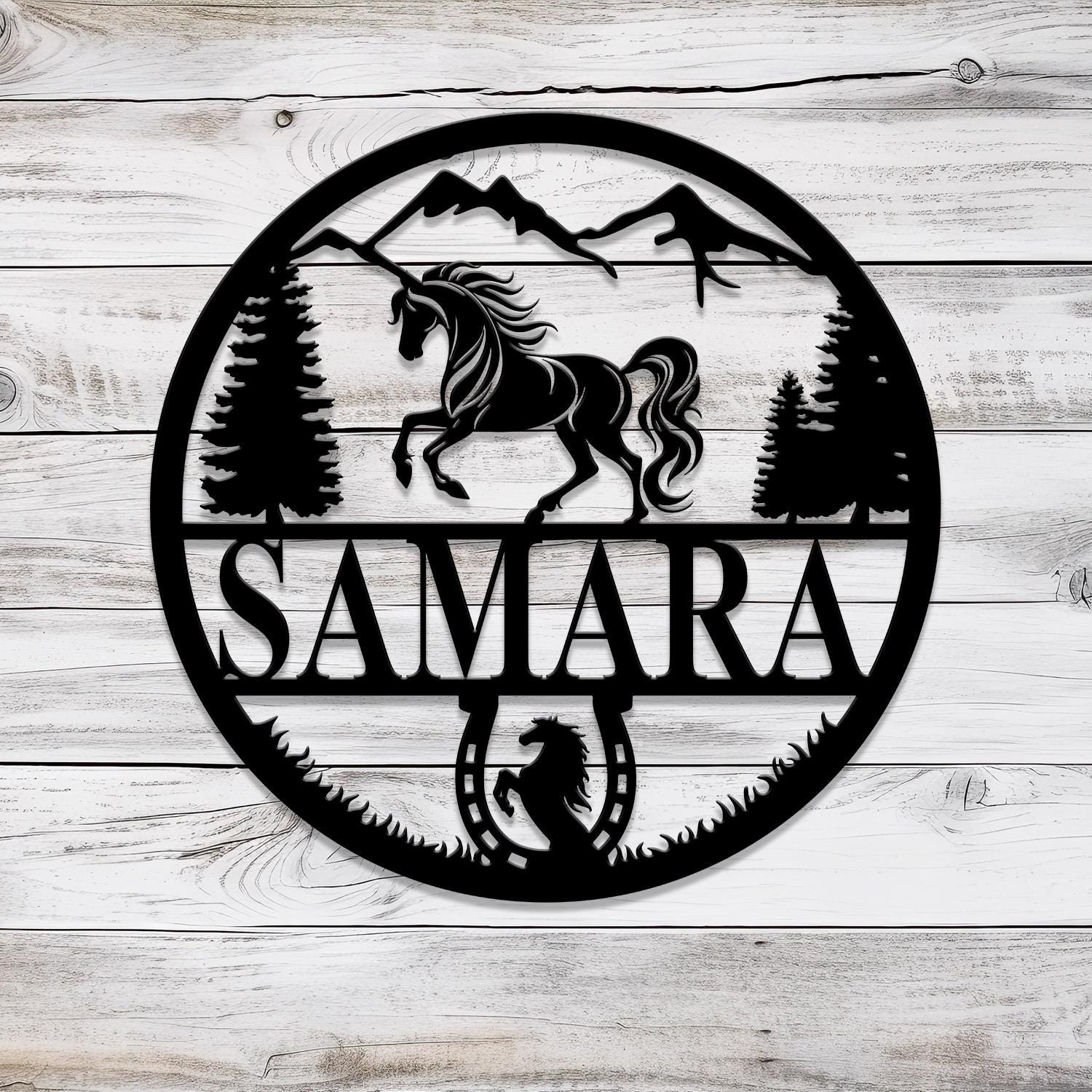 Custom Metal Horseshoe Name Sign with Led Light, Nursery Name Sign, Personalized Horse Name Sign for Farm, Horse Name Sign, Farm Sign
