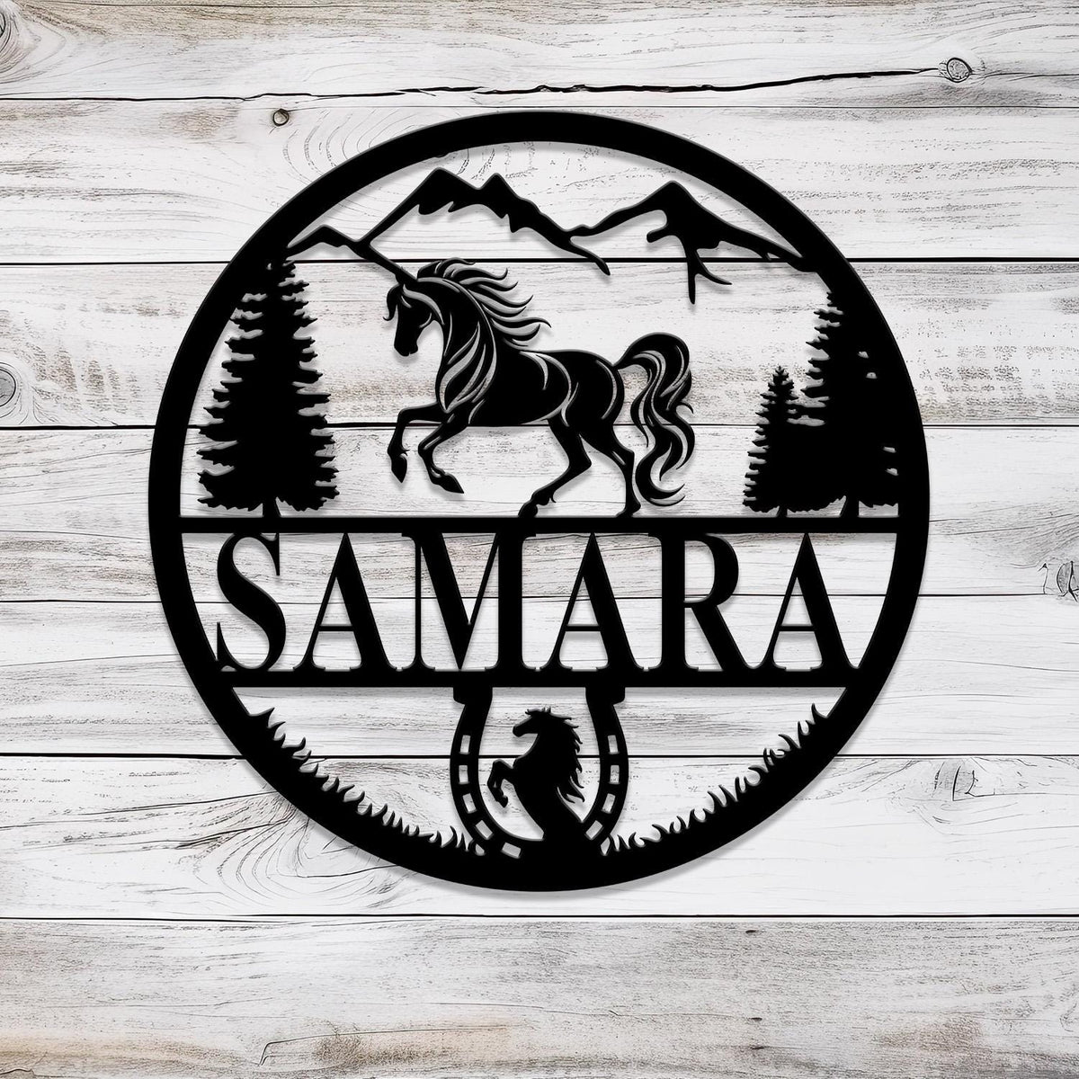 Custom Metal Horseshoe Name Sign with Led Light, Nursery Name Sign, Personalized Horse Name Sign for Farm, Horse Name Sign, Farm Sign
