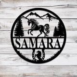Custom Metal Horseshoe Name Sign with Led Light, Nursery Name Sign, Personalized Horse Name Sign for Farm, Horse Name Sign, Farm Sign