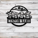 Custom Cute Farm Animals Name Sign with Led Light, Personalized Farm Animals Metal Sign, Farm Animals Sign, Nursery Decor, Birthday Gift