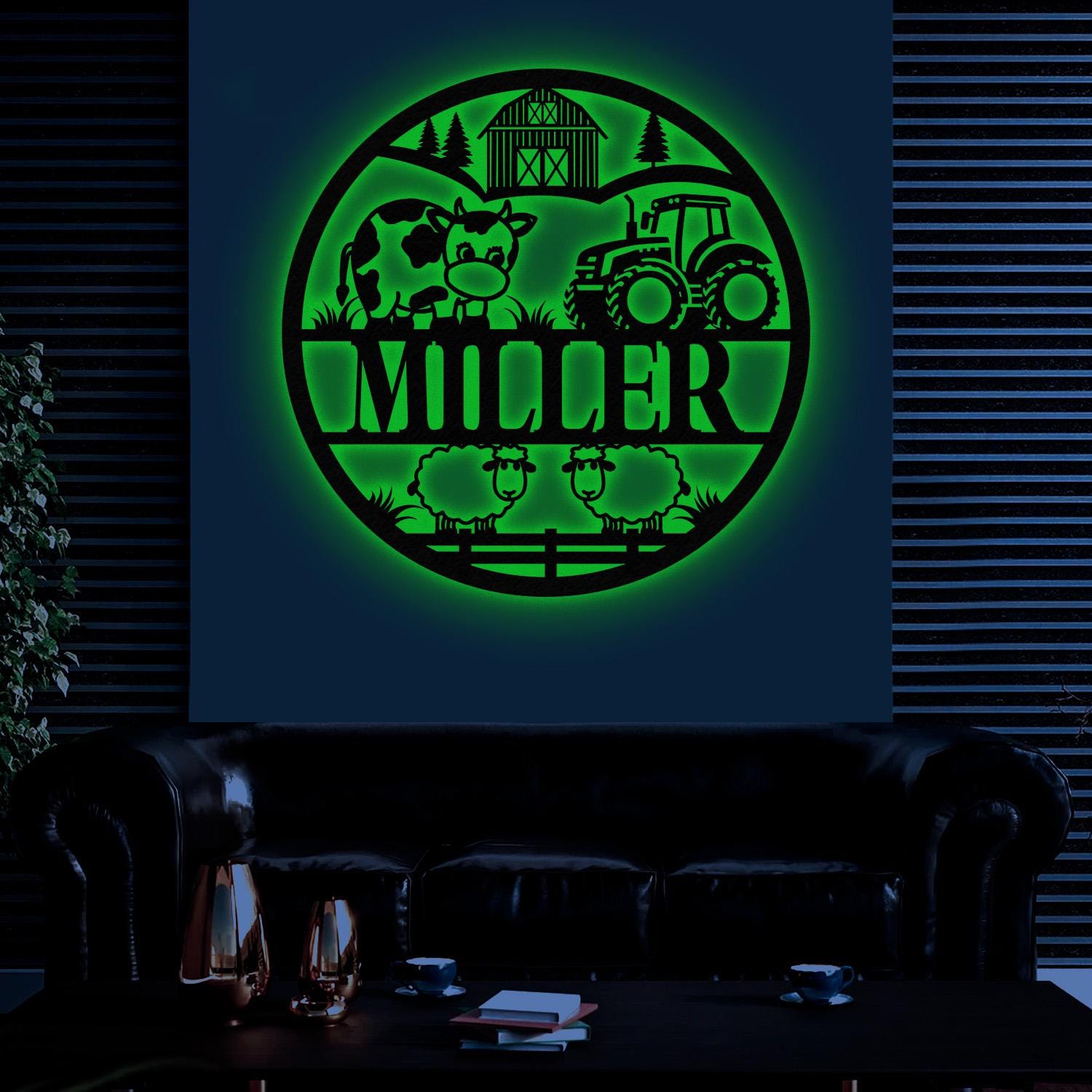 Custom Cute Farm Animals Name Sign with Led Light, Personalized Farm Animals Metal Sign, Farm Animals Sign, Nursery Decor, Birthday Gift