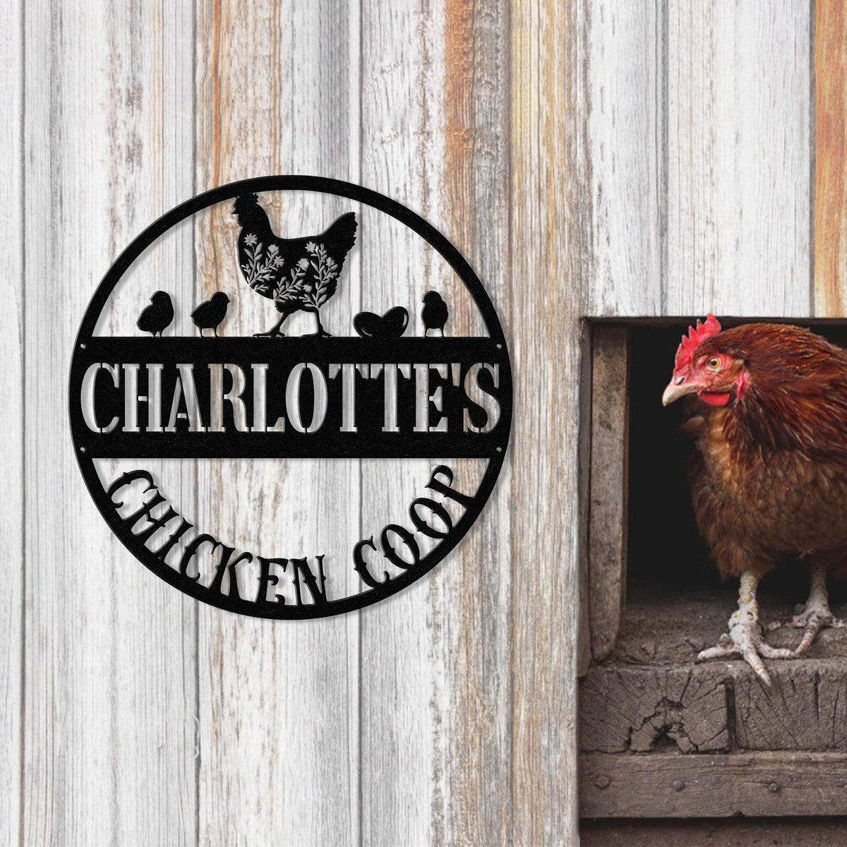 Personalized Floral Chicken Coop Sign with Led Light, Hen House Coop Sign, Farm Metal Sign, Metal Chicken Coop Sign, Custom Chicken Sign