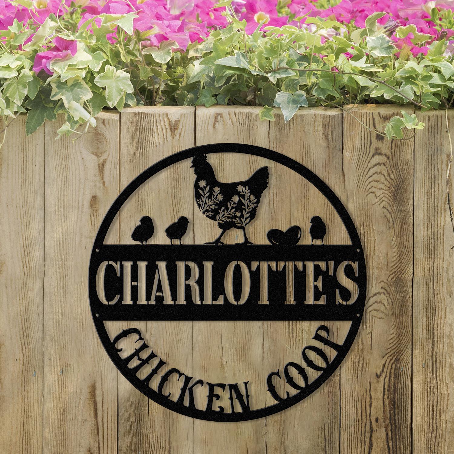 Personalized Floral Chicken Coop Sign with Led Light, Hen House Coop Sign, Farm Metal Sign, Metal Chicken Coop Sign, Custom Chicken Sign