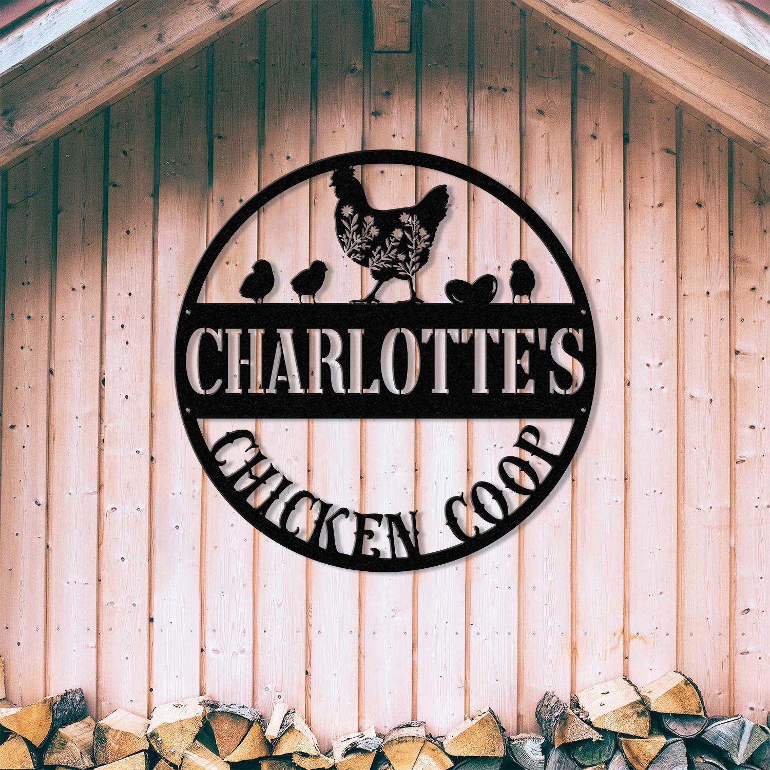 Personalized Floral Chicken Coop Sign with Led Light, Hen House Coop Sign, Farm Metal Sign, Metal Chicken Coop Sign, Custom Chicken Sign