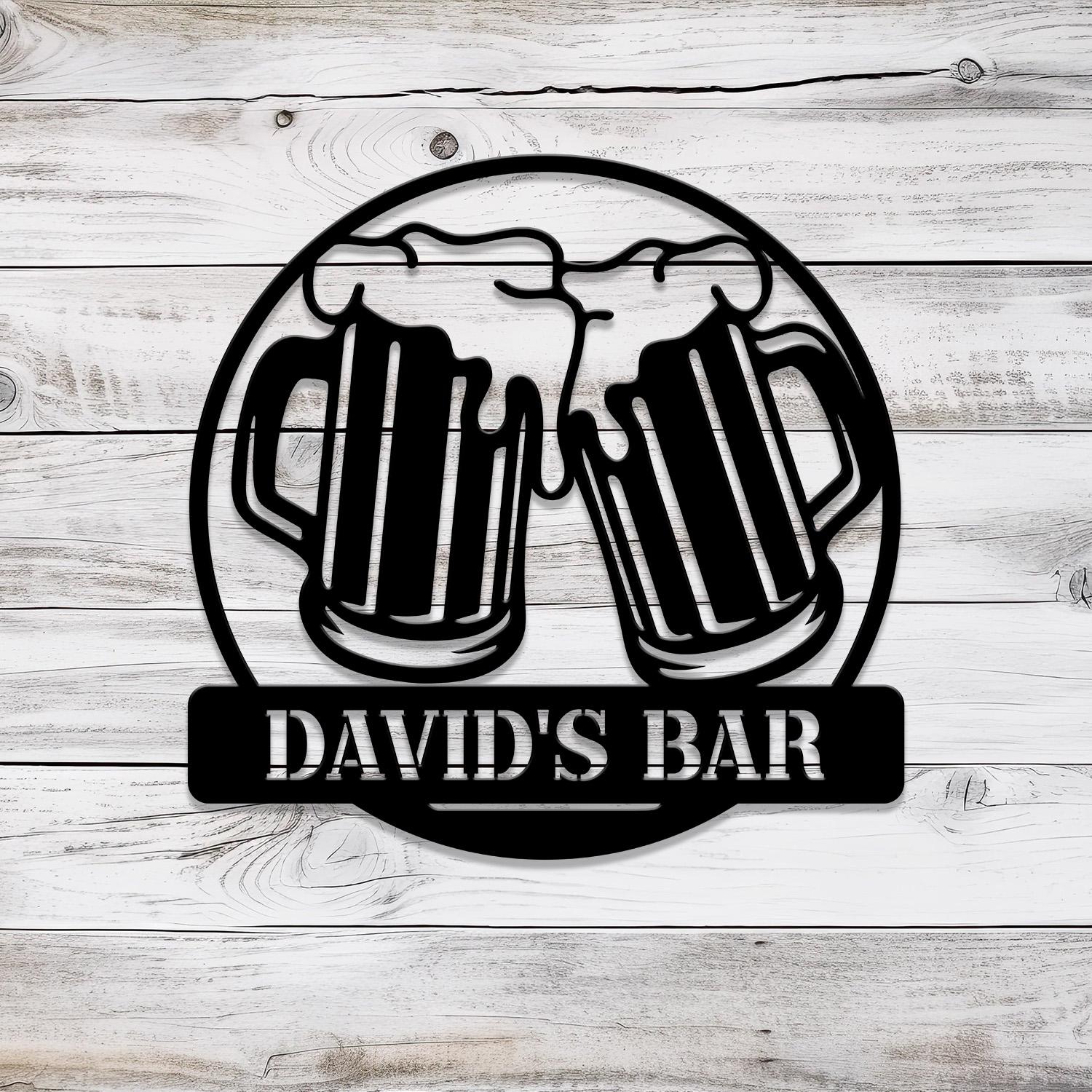 Custom Beer Bar Pub Metal Sign with Led Light, Personalized Beer Mug Cheers Name Sign Home Decor, Bar Pub Decoration Dinking Man Cave