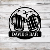 Custom Beer Bar Pub Metal Sign with Led Light, Personalized Beer Mug Cheers Name Sign Home Decor, Bar Pub Decoration Dinking Man Cave