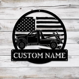 Custom US Rotator Tow Truck Driver Metal Sign with LED Light, Personalized Trucker Name Sign, Heavy Duty Wrecker Decoration, Christmas Gift