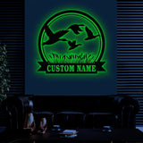 Custom Duck Hunting Metal Sign with LED Light, Personalized Hunter Name Sign, Duck Cabin Decoration, Housewarming Gifts, Christmas Gifts