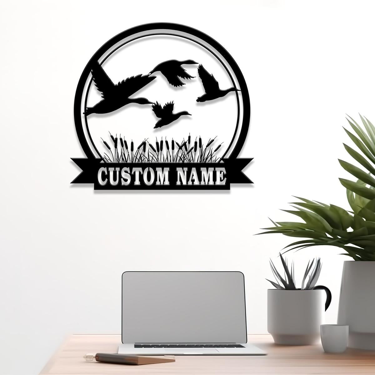 Custom Duck Hunting Metal Sign with LED Light, Personalized Hunter Name Sign, Duck Cabin Decoration, Housewarming Gifts, Christmas Gifts